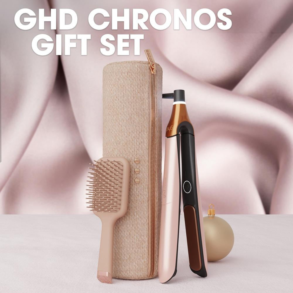 NEW GHD CHRONOS HAIR STRAIGHTENER FESTIVE GIFT SET IN CASHMERE BEIGE