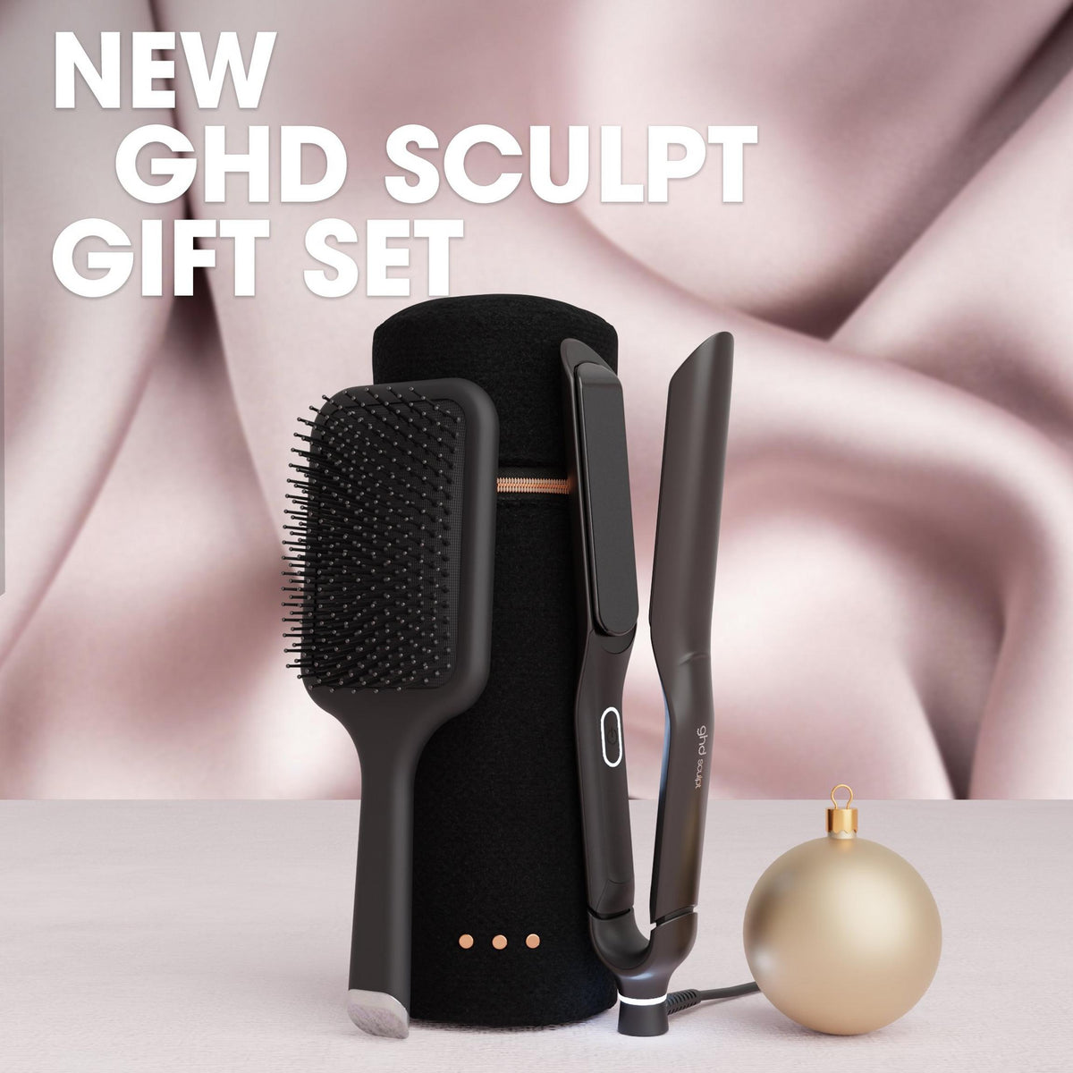 NEW GHD SCULPT INTERACTIVE HAIR STRAIGHTENER FESTIVE GIFT SET IN BLACK