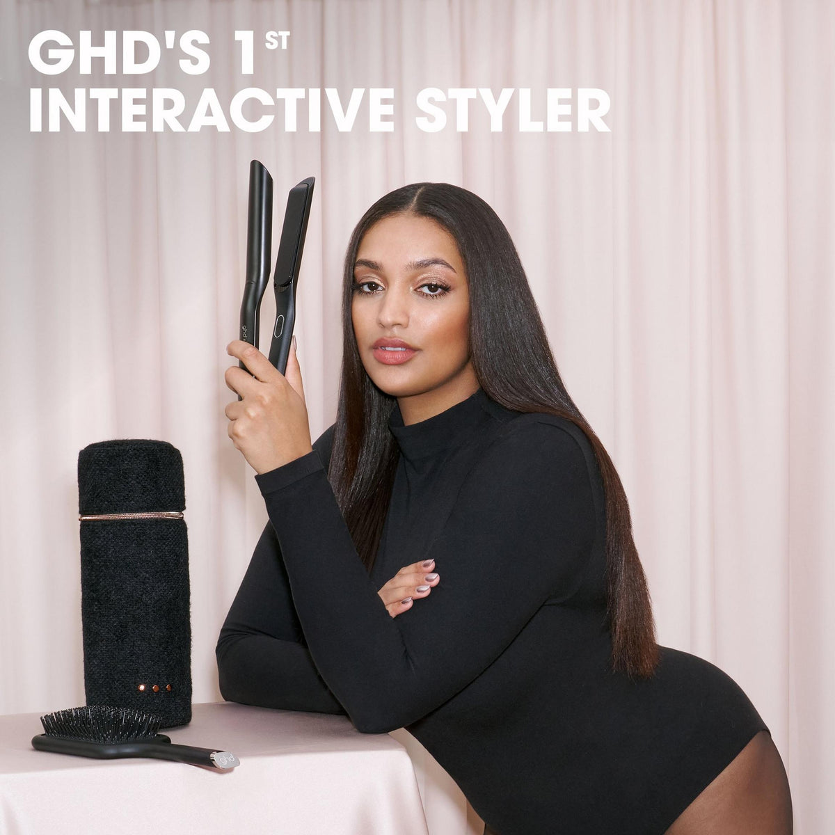 NEW GHD SCULPT INTERACTIVE HAIR STRAIGHTENER FESTIVE GIFT SET IN BLACK