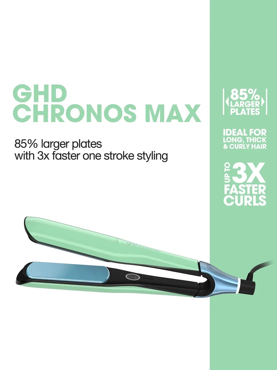 NEW GHD CHRONOS MAX BEST WIDE PLATE HAIR STRAIGHTENER (46MM PLATE) JELLY MINT