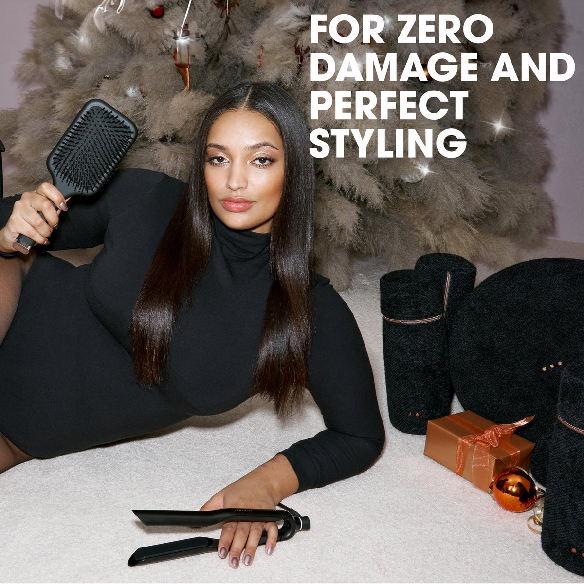 NEW GHD SCULPT INTERACTIVE HAIR STRAIGHTENER FESTIVE GIFT SET IN BLACK