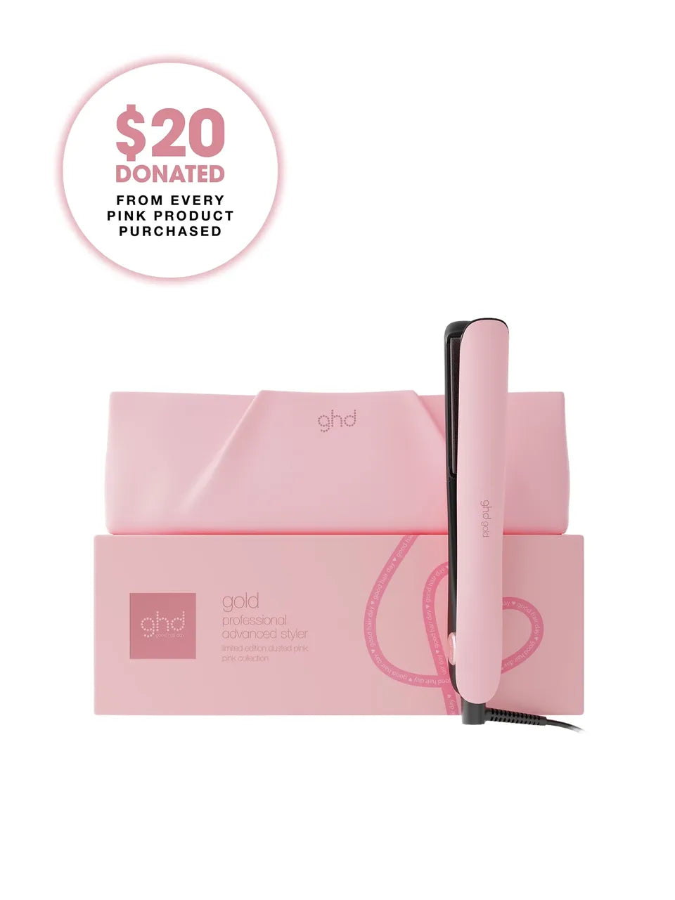 Gold Hair Straightener In Dusted Pink