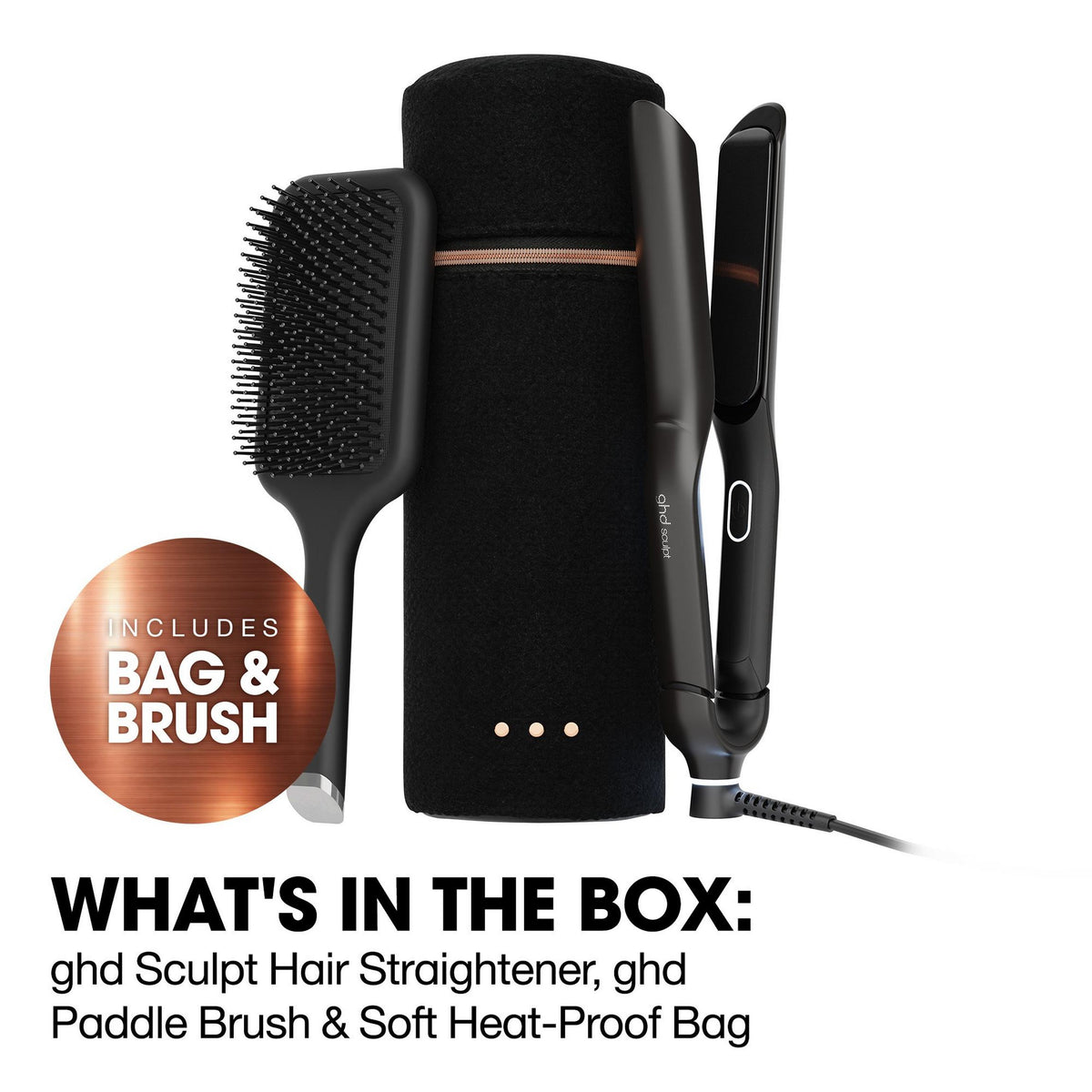 NEW GHD SCULPT INTERACTIVE HAIR STRAIGHTENER FESTIVE GIFT SET IN BLACK